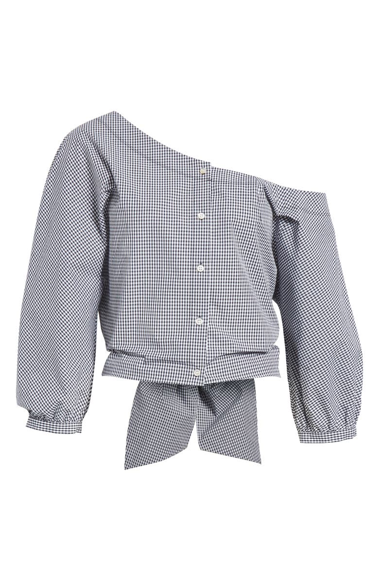 FRAME Gingham Tie Back Off the Shoulder Top, Alternate, color, 