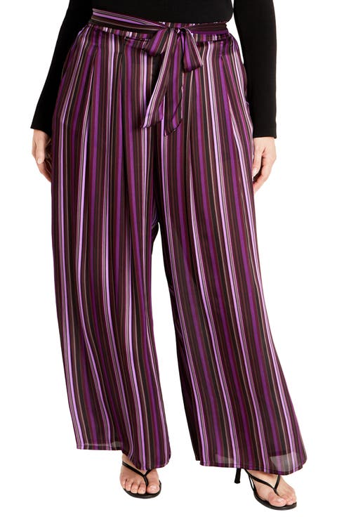 Willow Stripe Wide Leg Pants (Plus)