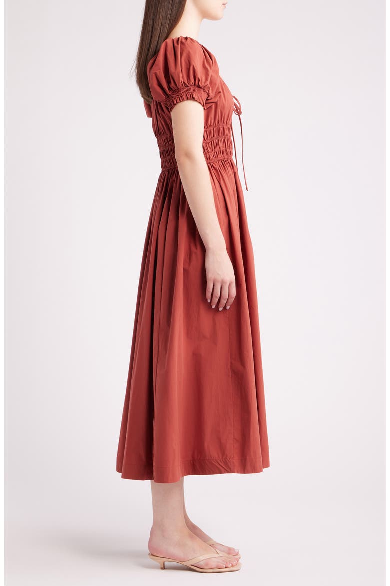 Phillipa Cap Poplin Midi Dress, Alternate, color, TERRACOTTA