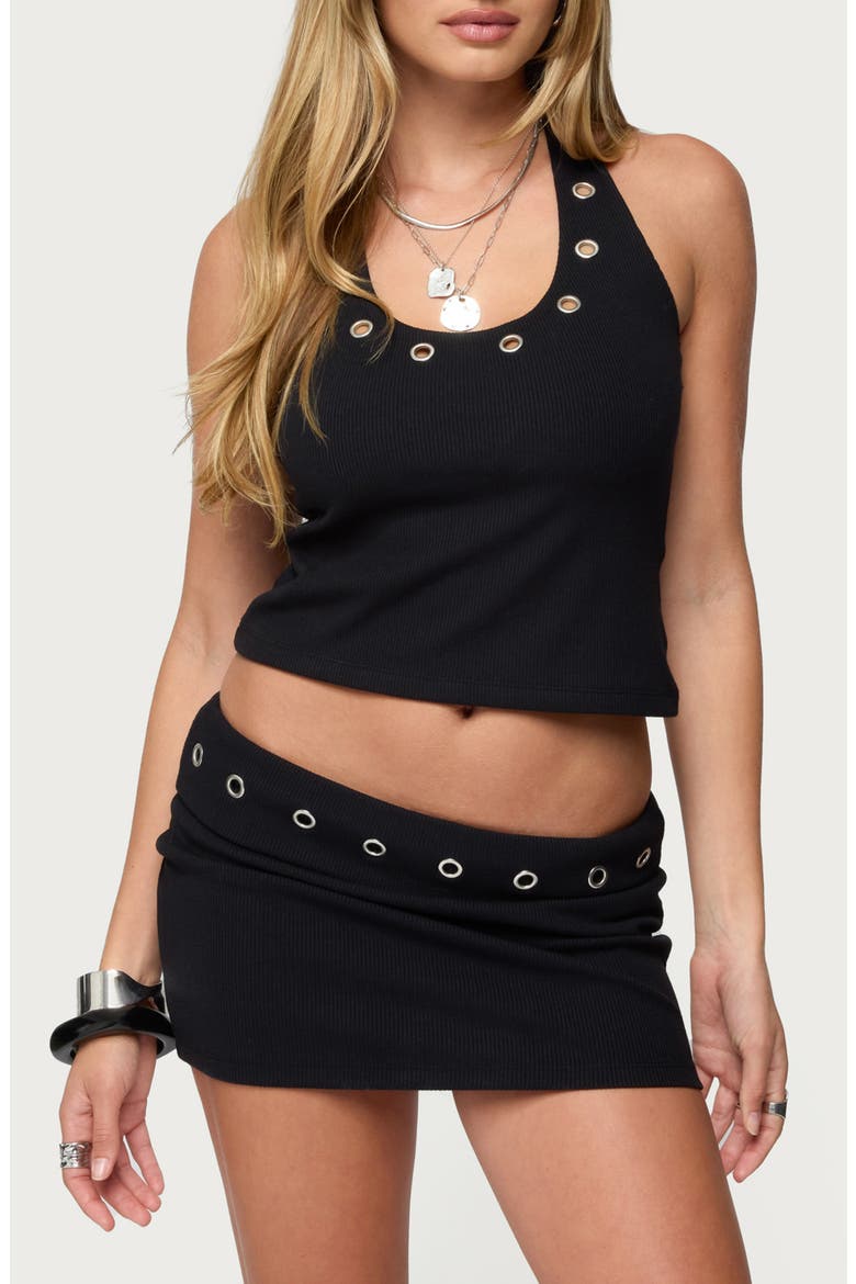 Havana Grommet Trim Halter Top, Main, color, BLACK