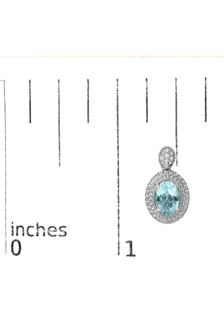 Silver Diamond Accent and Topaz with Beaded Halo Drop Stud Earrings, Alternate, color, White