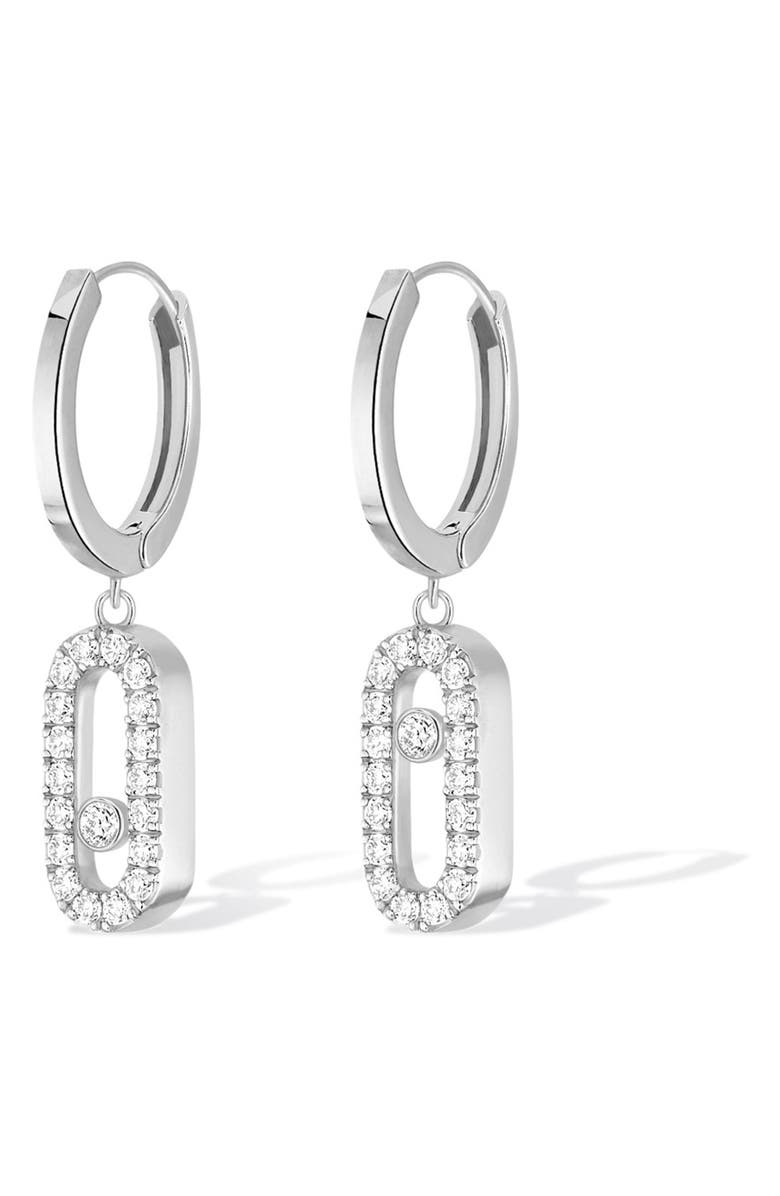 Messika Move Uno Mismatched Pavé Diamond Drop Earrings, Alternate, color, White Gold
