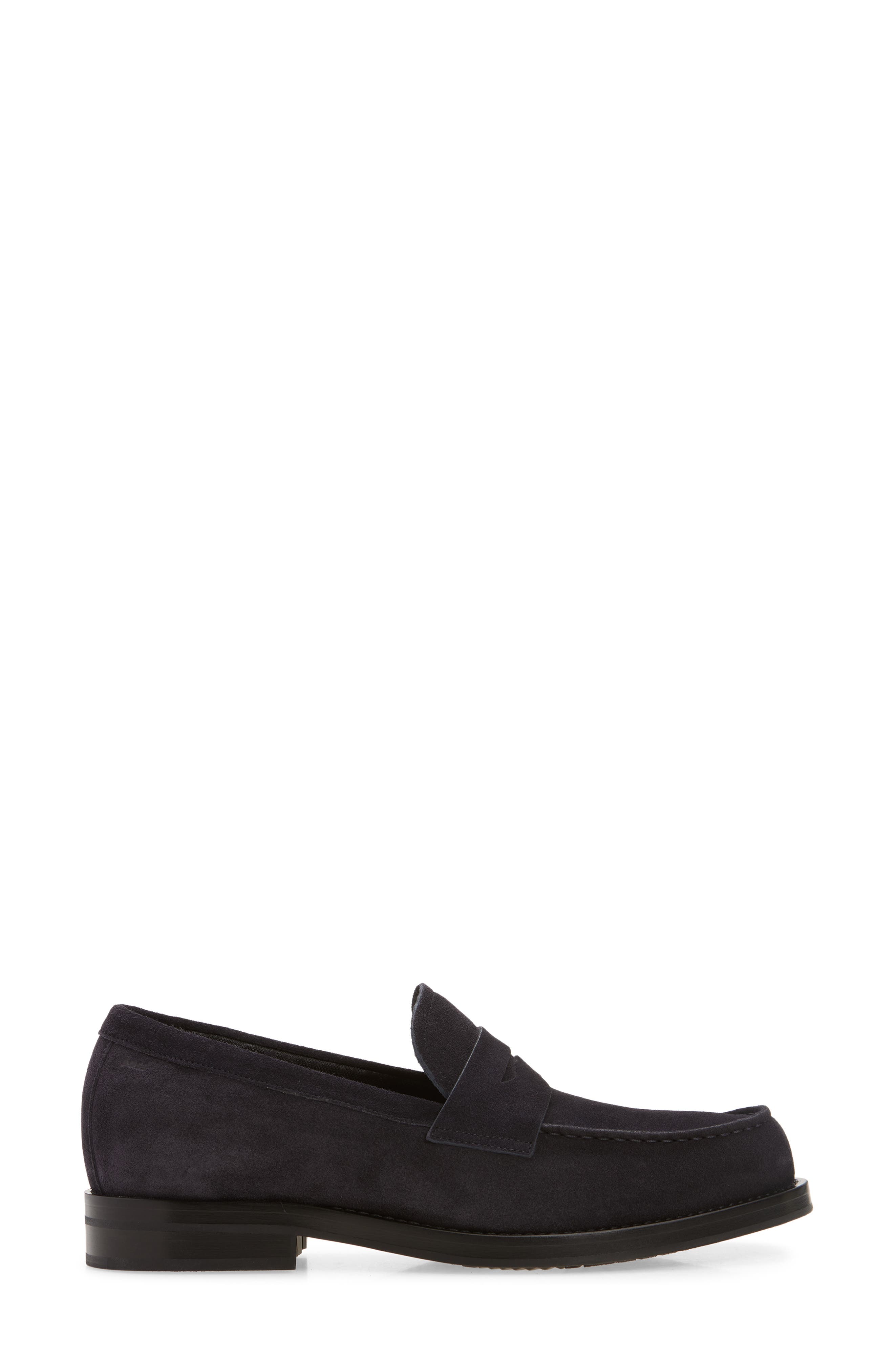 Dressletic Suede Penny Loafer, Alternate, color, DK BU