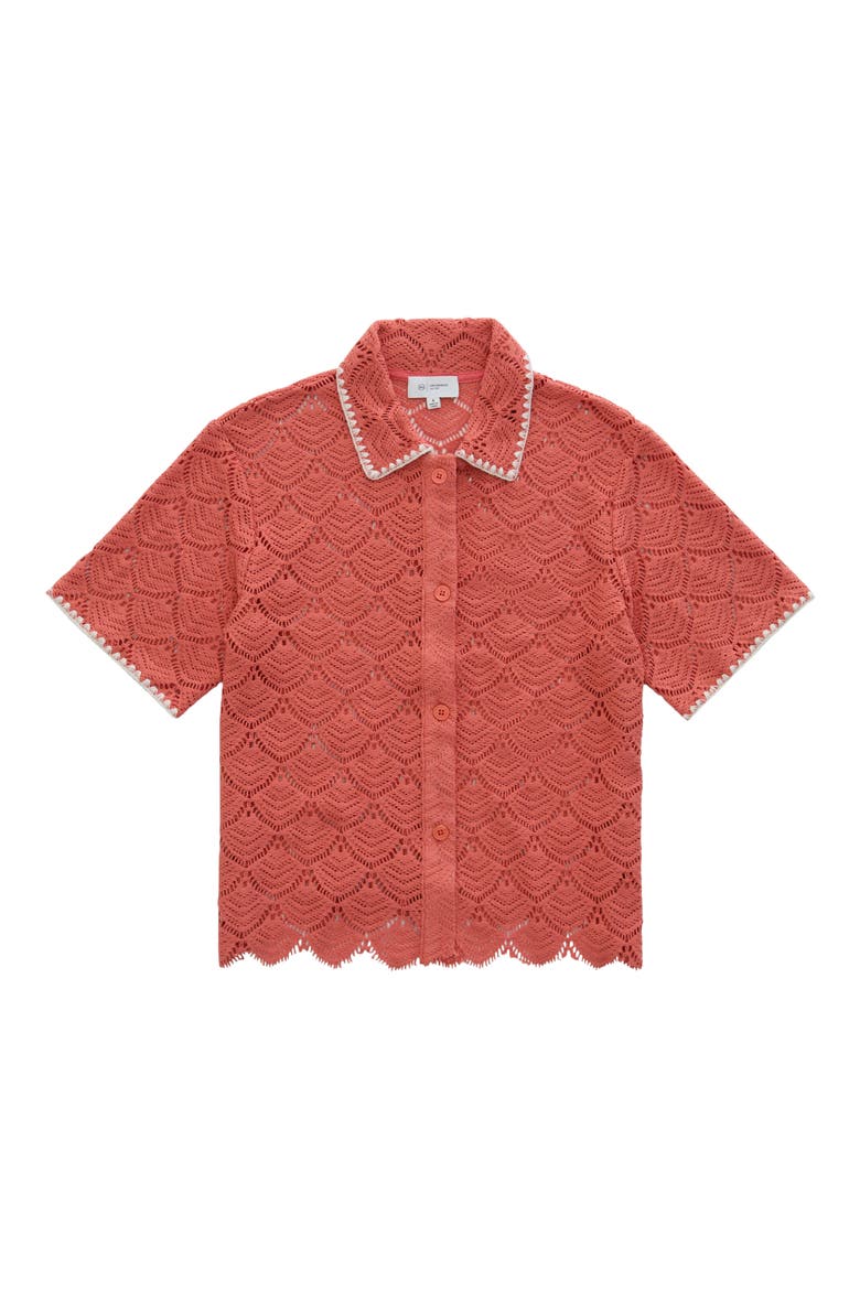 Kaylee Open Stitch Button-Up Shirt, Alternate, color, ORANGE SPRITZ