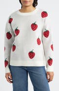 Bobeau Strawberry Jacquard Sweater