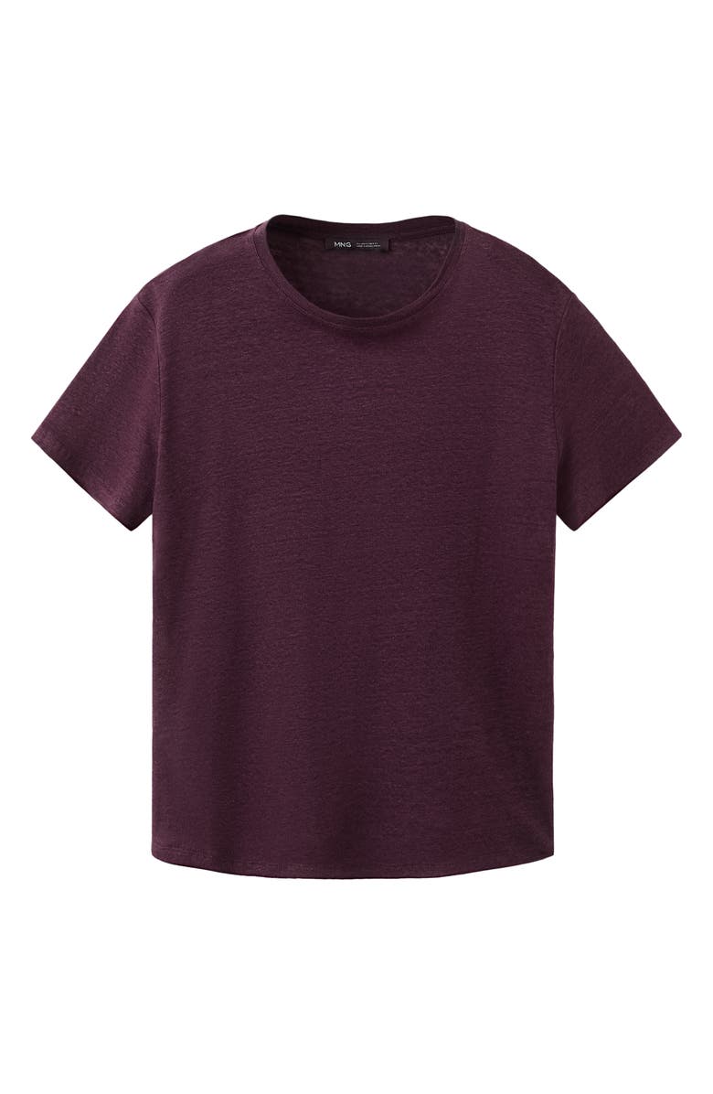 MANGO Linen T-Shirt, Main, color, Wine