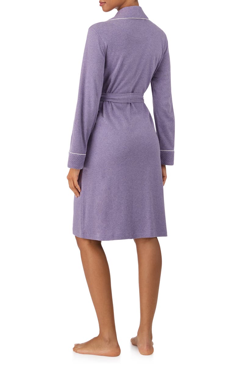 Lauren Ralph Lauren Quilted Collar Short Cotton Robe, Alternate, color, Purple