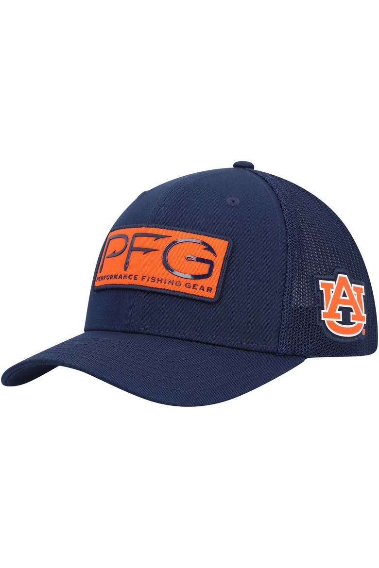 Men's Columbia Navy Auburn Tigers PFG Hooks Flex Hat, Main, color, Navy