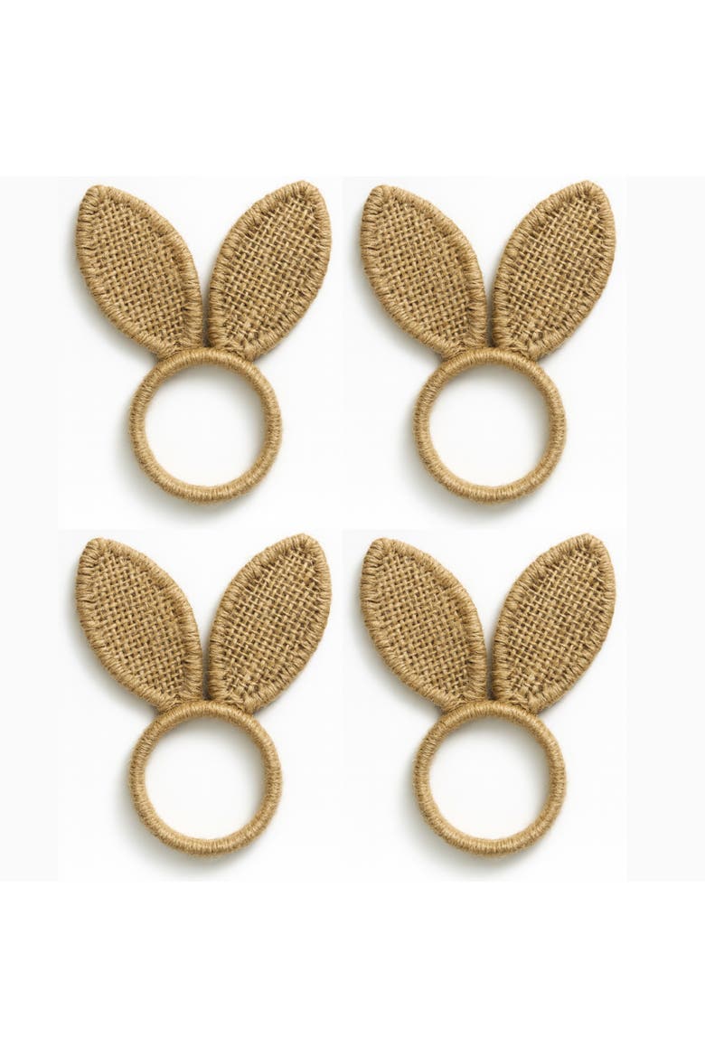 Burlap Bunny Ear Napkin Rings, Set of 4, Natural - One Size, Main, color, Natural