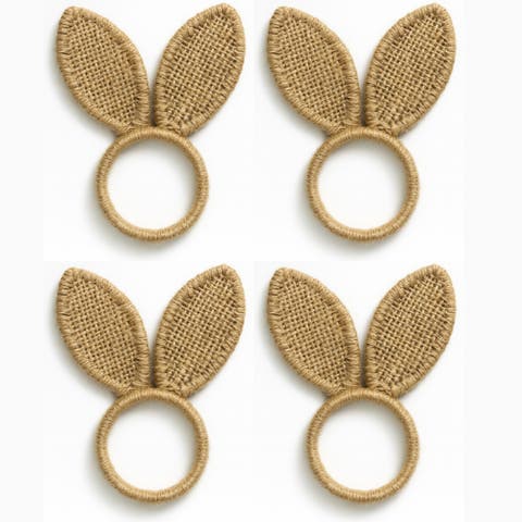 Burlap Bunny Ear Napkin Rings, Set of 4, Natural - One Size