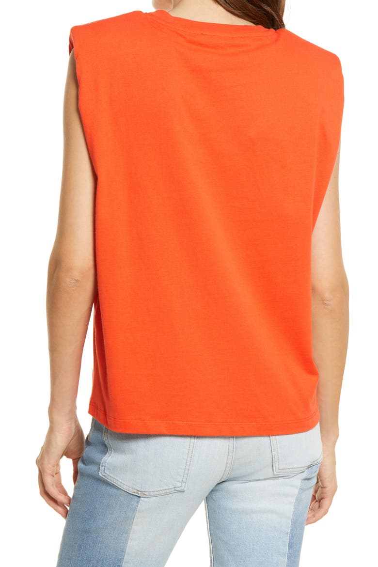 Coni Shoulder Pad Cotton Sleeveless Muscle T-Shirt, Alternate, color, RIOT RED