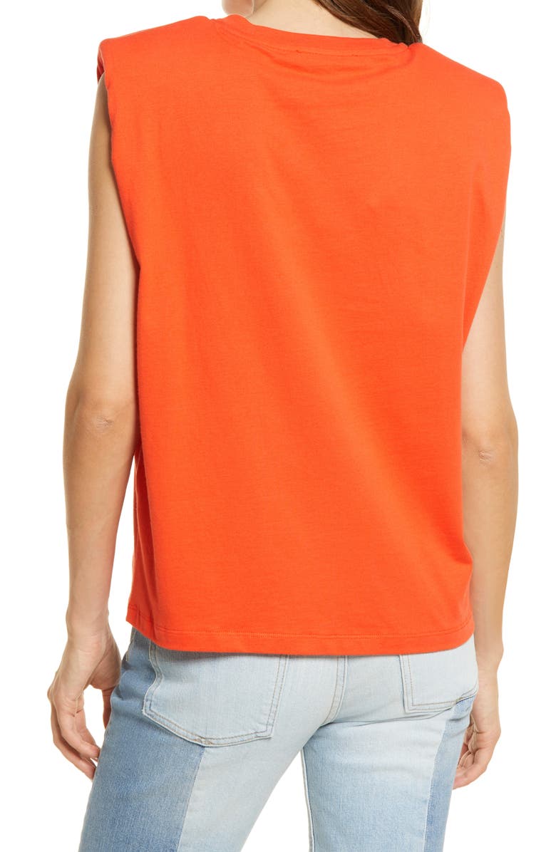 AllSaints Coni Shoulder Pad Cotton Sleeveless Muscle T-Shirt, Alternate, color,