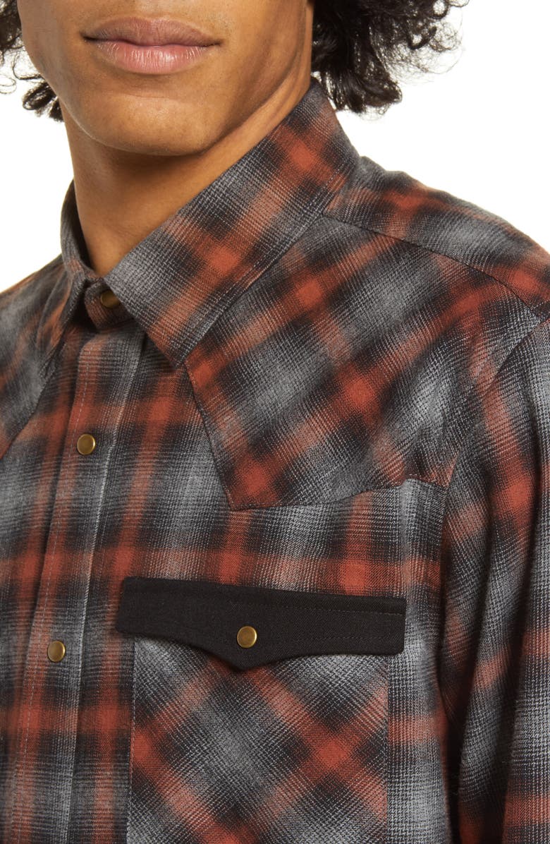 Barking Irons x Bob Dylan Upstate Regular Fit Plaid Shirt, Alternate, color, 