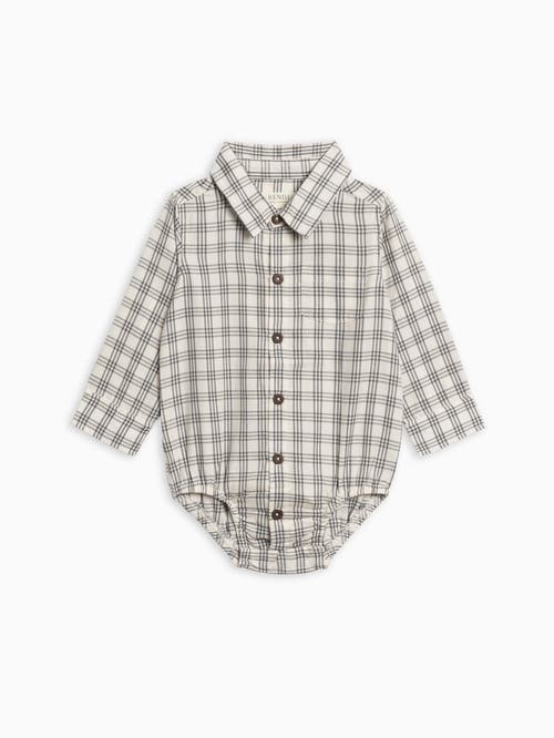 Kendi Theo Poplin Collar Bodysuit In Gray