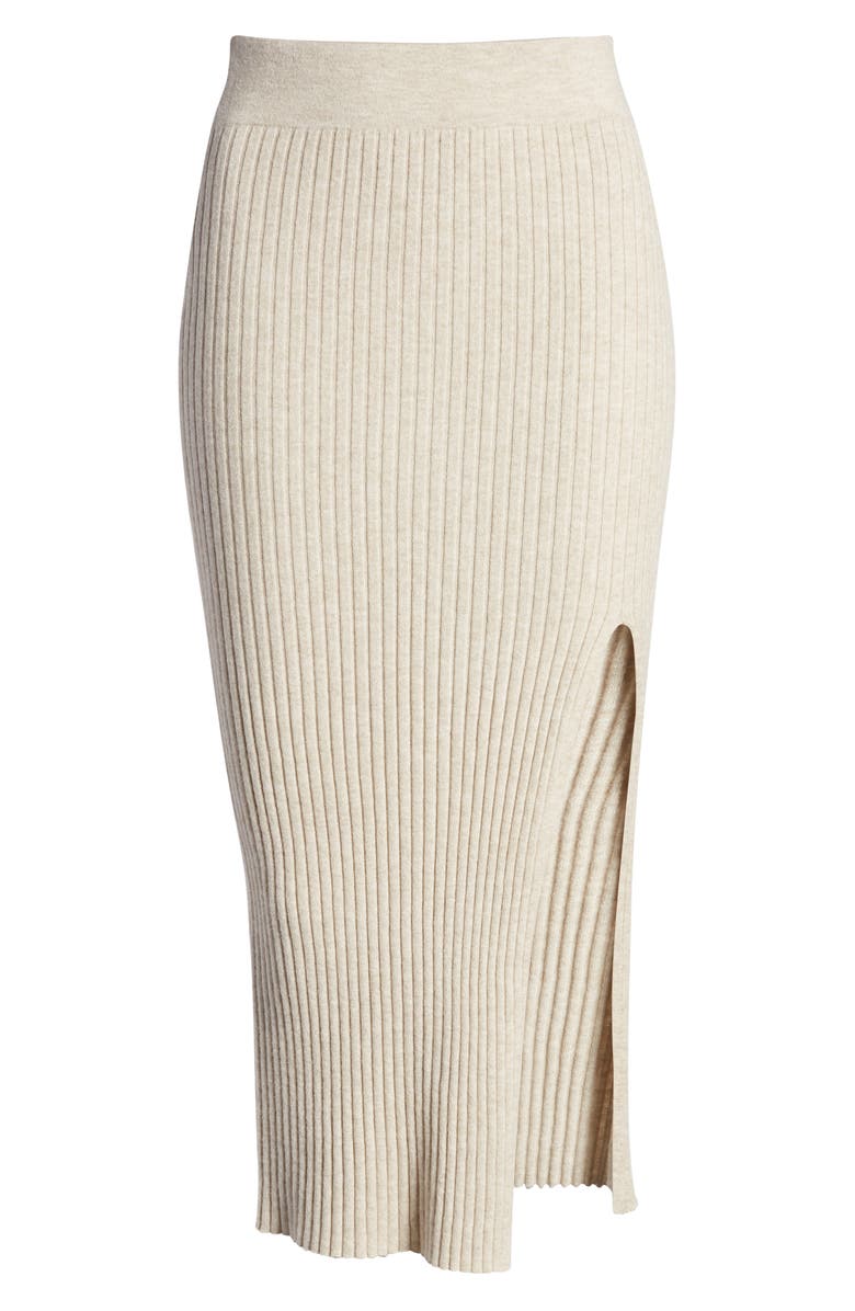 Leith Ribbed Side Slit Knit Skirt, Alternate, color, 