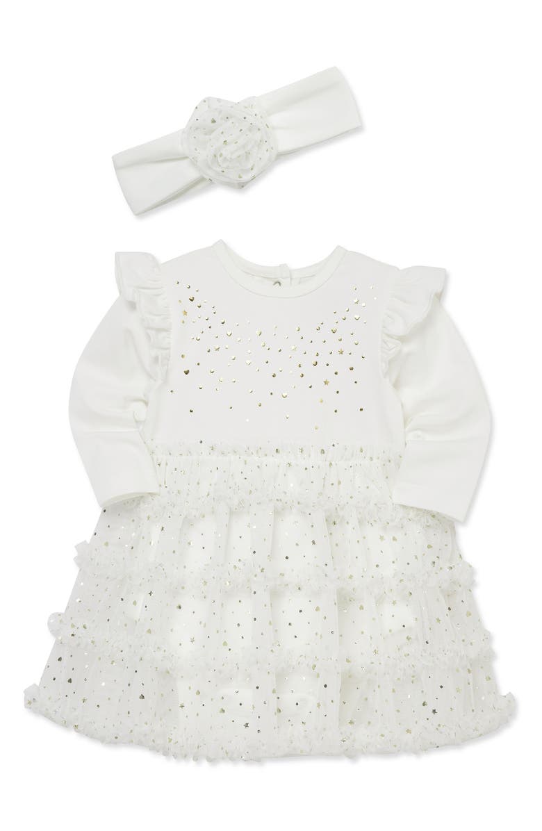 Little Me Kids' Star Shine Tutu Bodysuit Dress & Headband Set, Alternate, color, Ivory