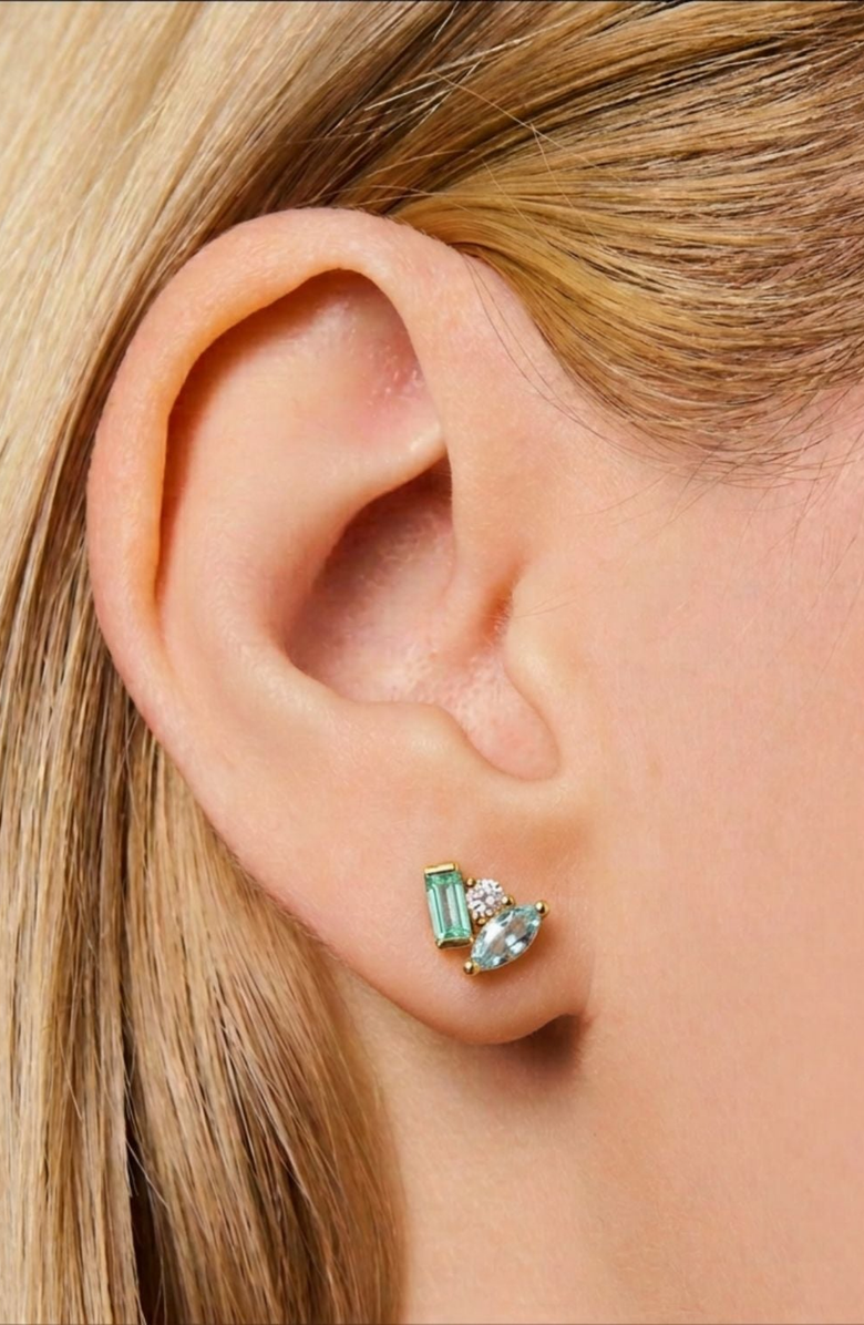 Little Sky Stone Seraphina Topaz Tourmaline Stud Earrings, Alternate, color, Blue Topaz Tourmaline