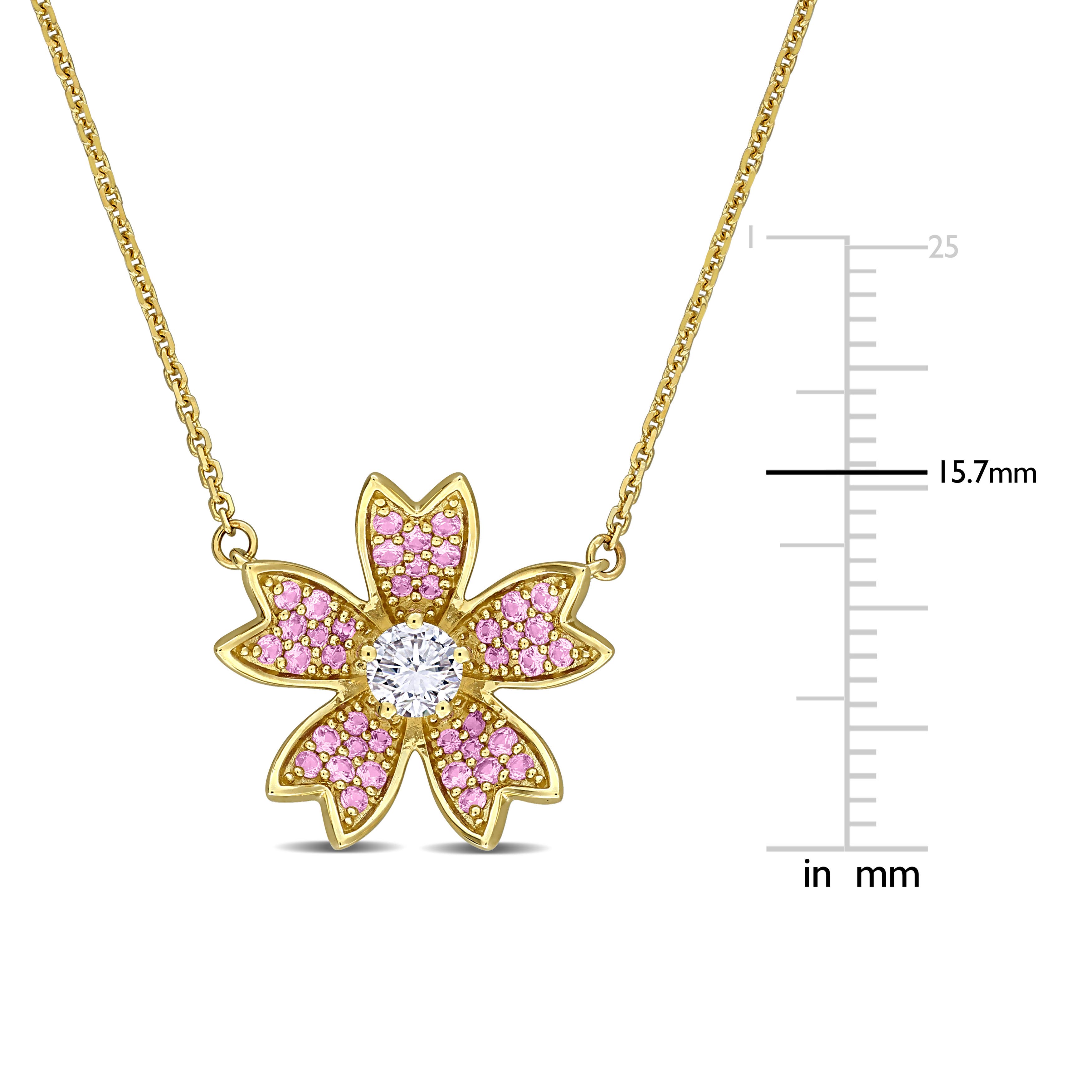 Julianna B. Lab Grown Diamond & Pink Sapphire Flower Necklace (Women ...