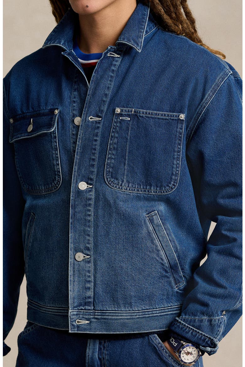 Graphic Logo Denim Jacket, Alternate, color, EDGEMERE
