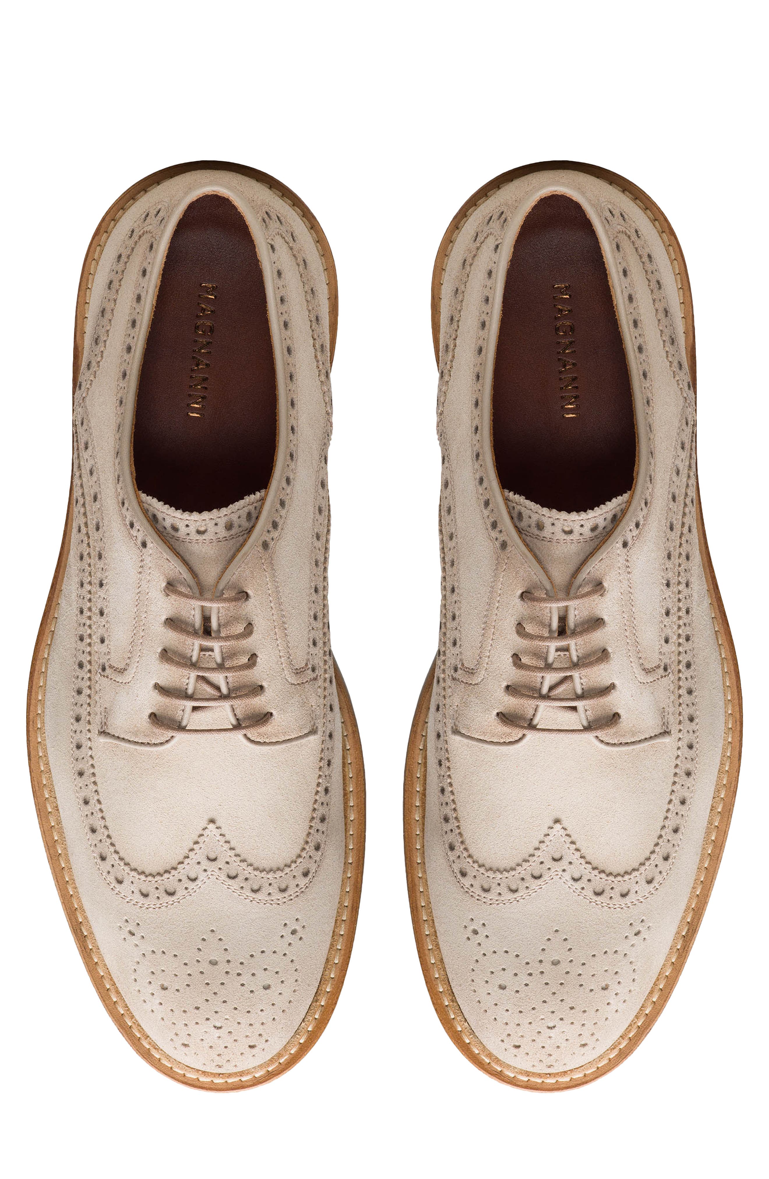 Magnanni Apolo Wingtip Derby, Alternate, color, Taupe Suede