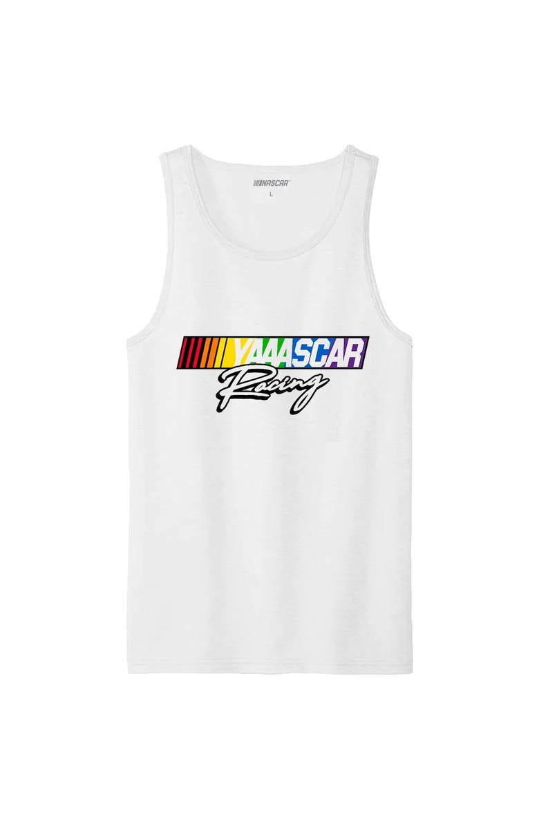 CHECKERED FLAG Men's Checkered Flag Sports White NASCAR Racing Tank Top, Alternate, color, 