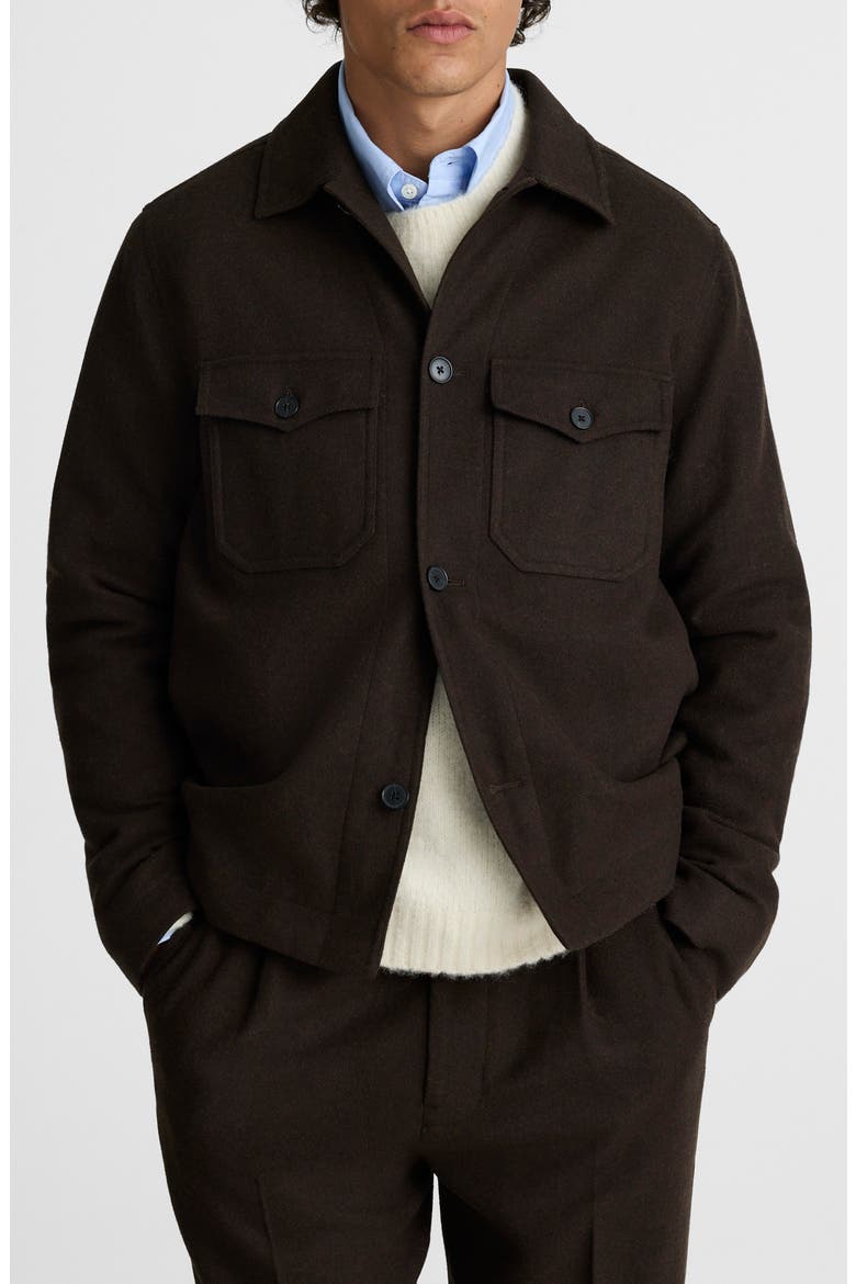 Patch Pocket Wool Blend Jacket, Main, color, CHOCOLATE