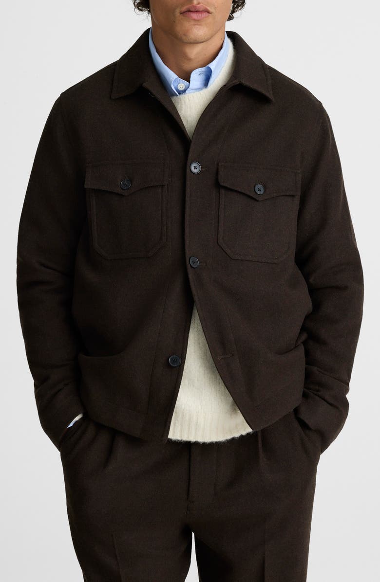 Madewell Patch Pocket Wool Blend Jacket, Main, color, Chocolate