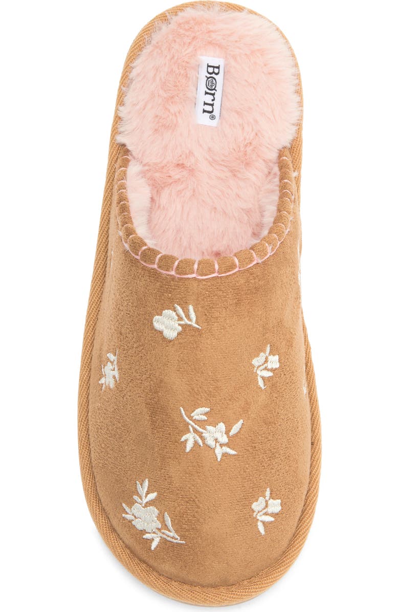 Børn Floral Embroidered Scuff Slipper, Alternate, color, Tan