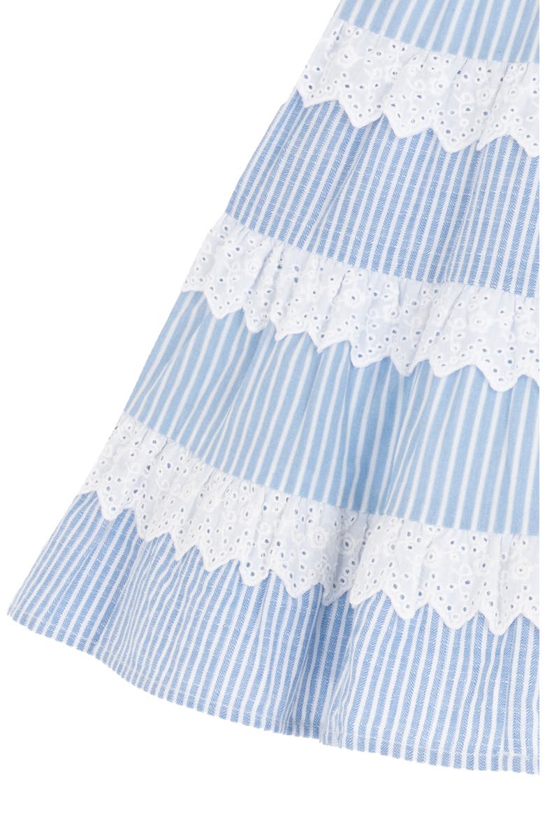 Tiered Stripe Cotton Dress, Alternate, color, BLUE