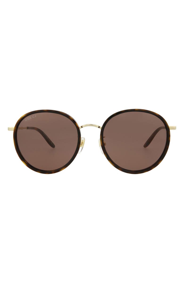 Gucci 55mm Round Sunglasses, Main, color, Havana Gold Brown