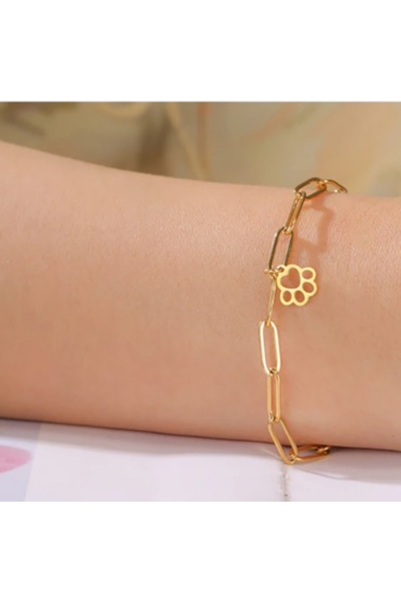 LoyalPrint Delicate Paw Print Link Bracelet, Alternate, color, Gold