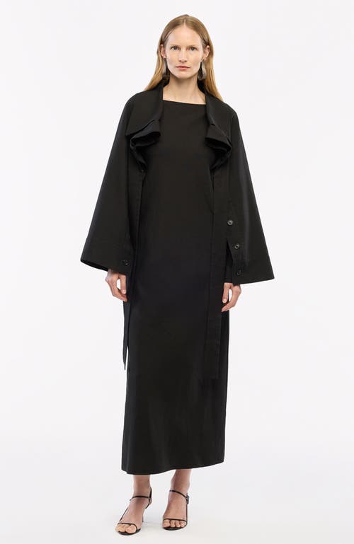 Another Tomorrow Button-sleeve Tie Bolero Jacket In Black