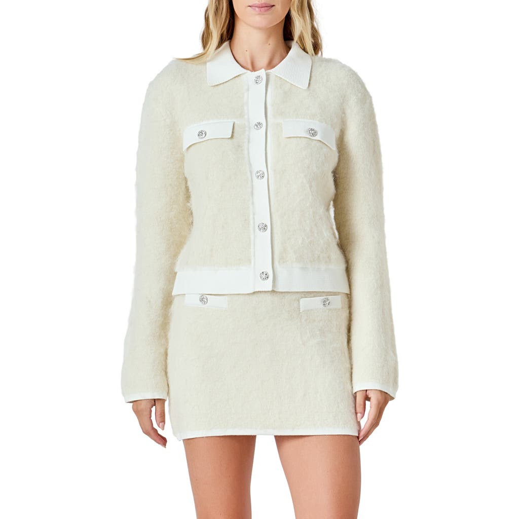 Endless Rose Embellished Knit Jacket In Multi