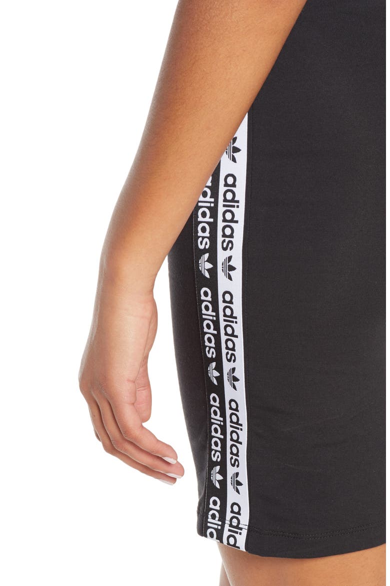 adidas Stripe T-Shirt Dress, Alternate, color, BLACK