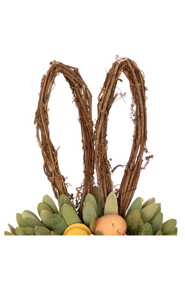 Northlight Shaved Wood Flowers Bunny Rabbit Silhouette Easter Wreath - 24", Alternate, color, Multi