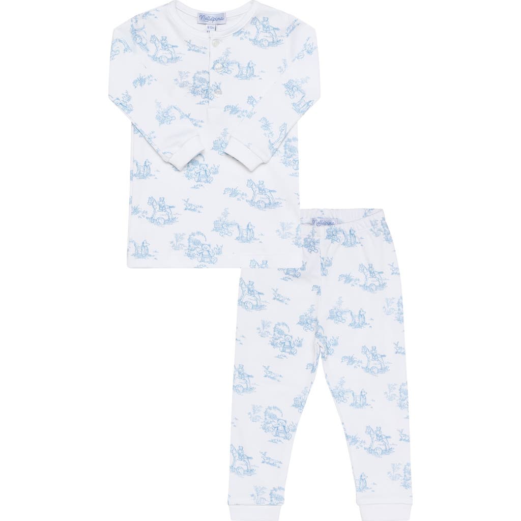 Nellapima Blue Toile Baby Pajamas In Blue