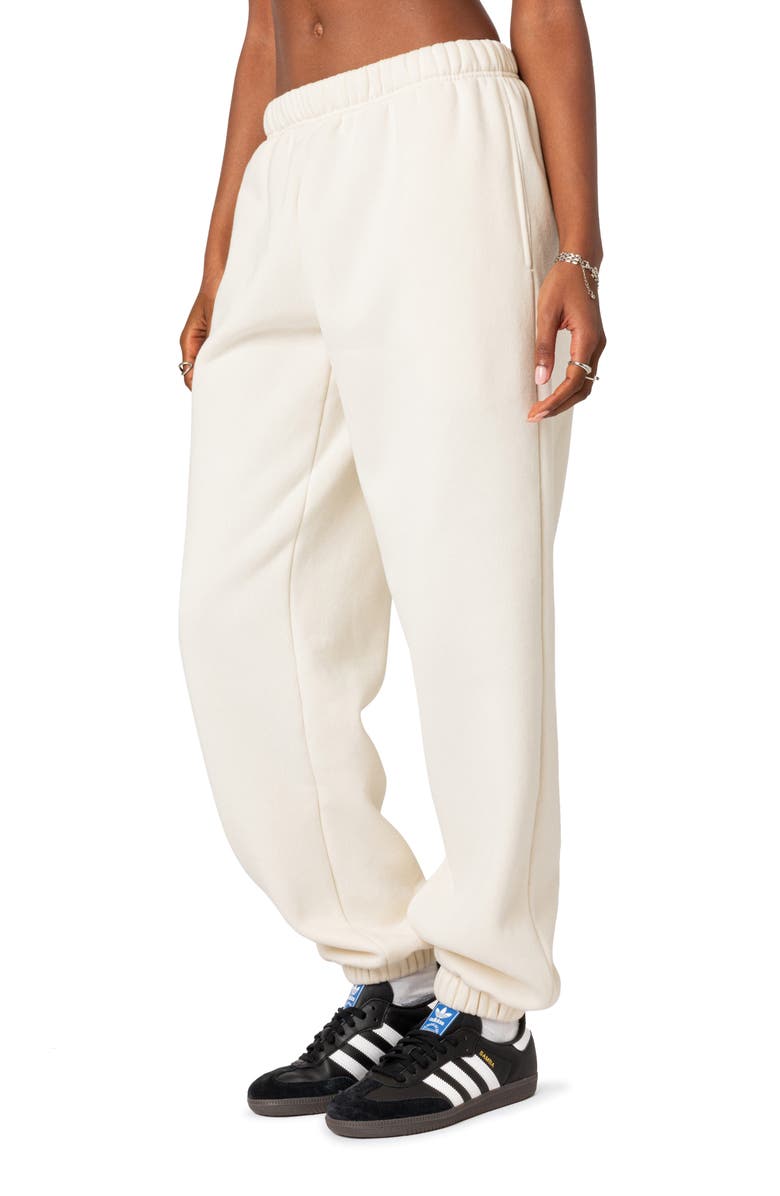 EDIKTED Clark Oversize Cotton Blend Sweatpants, Alternate, color, Cream