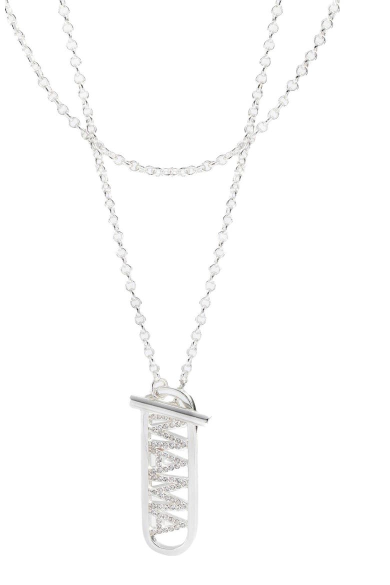 Mama Pave Toggle Necklace, Main, color, Silver
