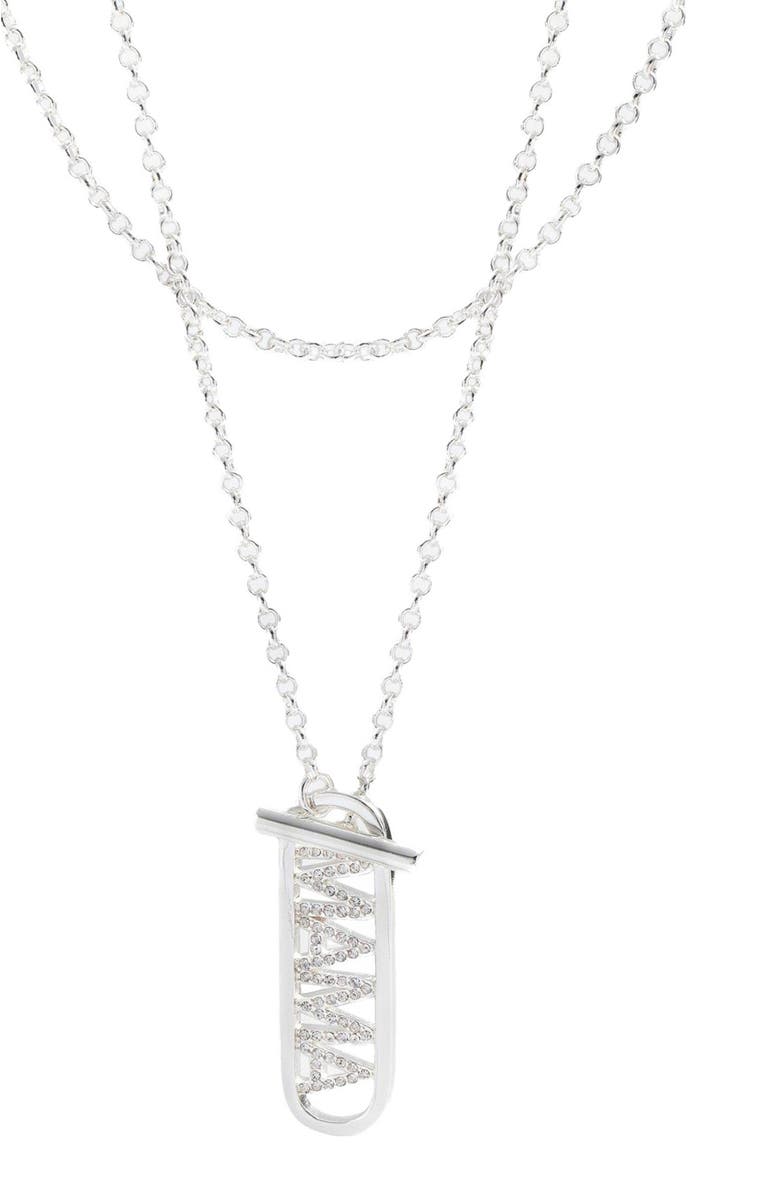 Alex and Ani Mama Pave Toggle Necklace, Main, color, Silver