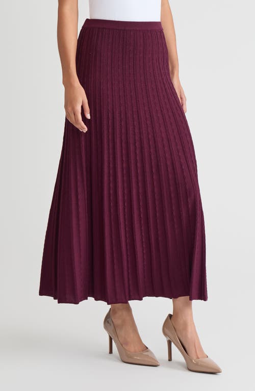 Ming Wang A-line Raised Textured Soft Knit Maxi Skirt In Purple