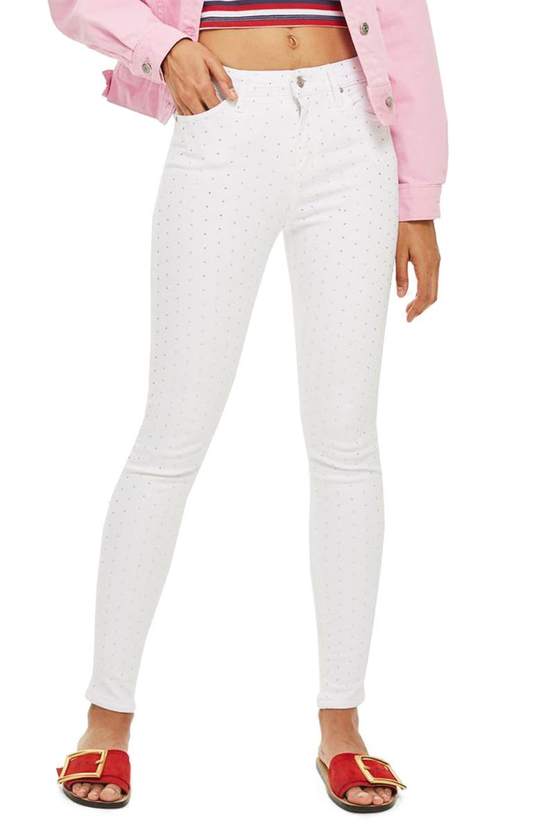 Topshop Jamie Diamante Skinny Jeans, Main, color, 