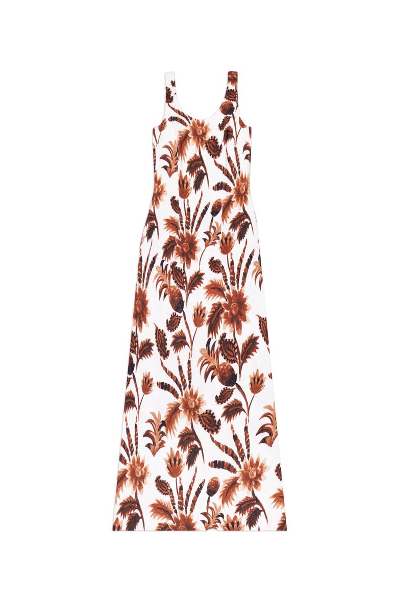 Tropical Floral Linen Blend Dress, Alternate, color, Brown