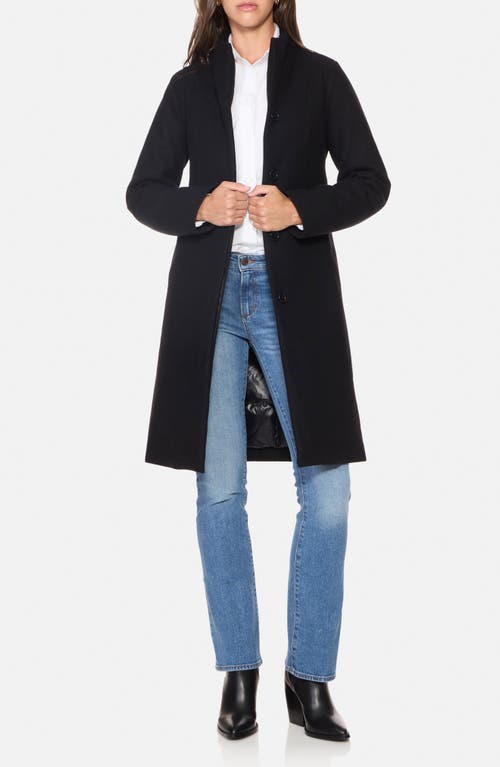 Norwegian Wool Stand Collar City Virgin Wool Blend 755 Fill Power Down Waterproof Coat In Black
