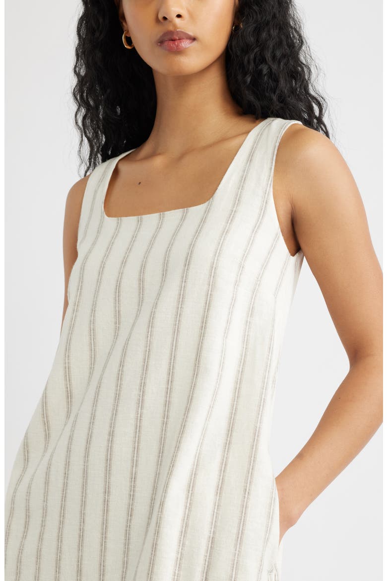Linen Blend Shift Dress, Alternate, color, BEIGE CABANA STRIPE