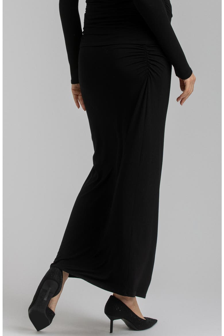 Ruched Maternity Maxi Skirt, Alternate, color, BLACK