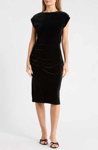 Ruched Velvet Sheath Dress