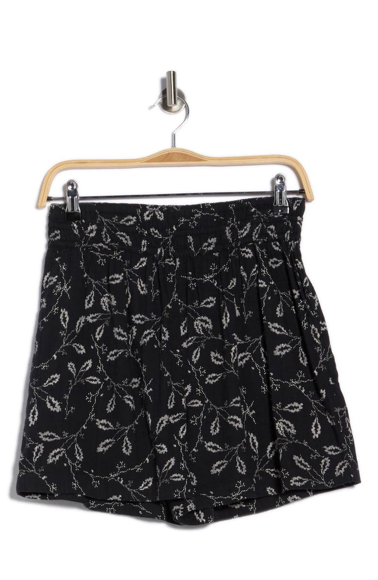 Melrose and Market Slub Knit Pull On Shorts, Alternate, color, Black- Ivory Lace Stems