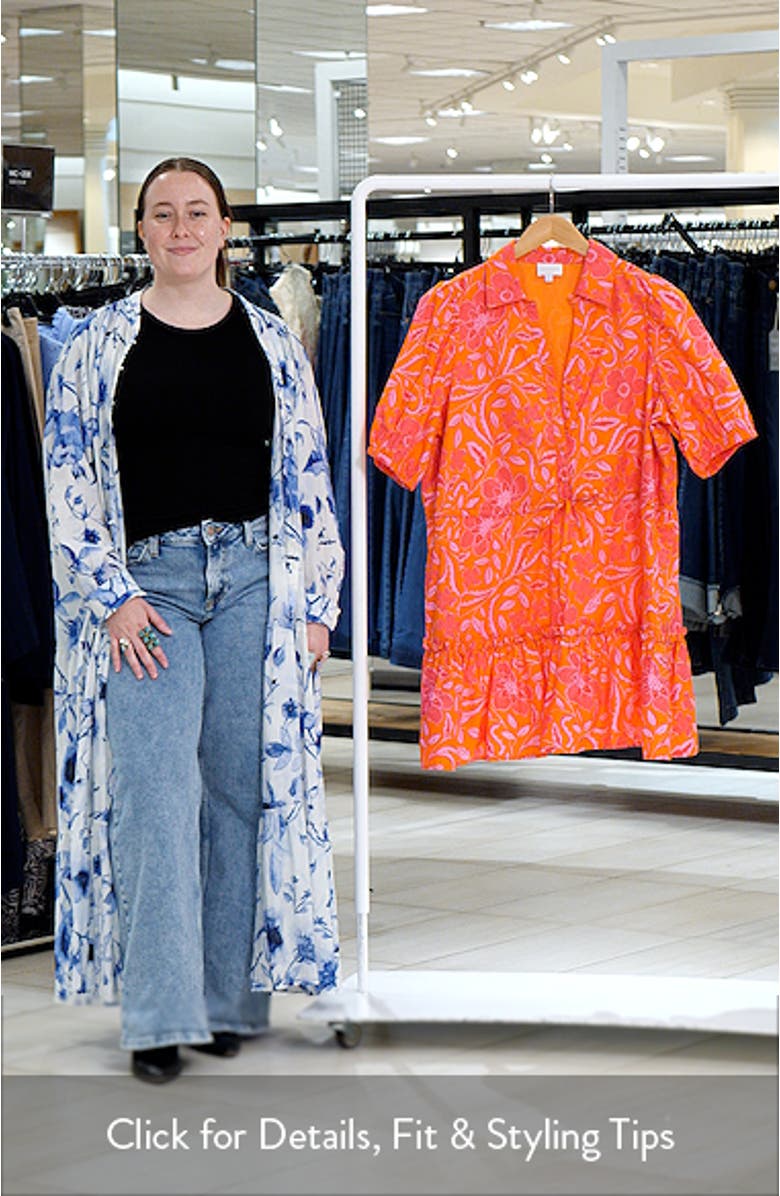 Rea Floral Stacie Puff Sleeve Button-Up Cotton Minidress, sales video thumbnail