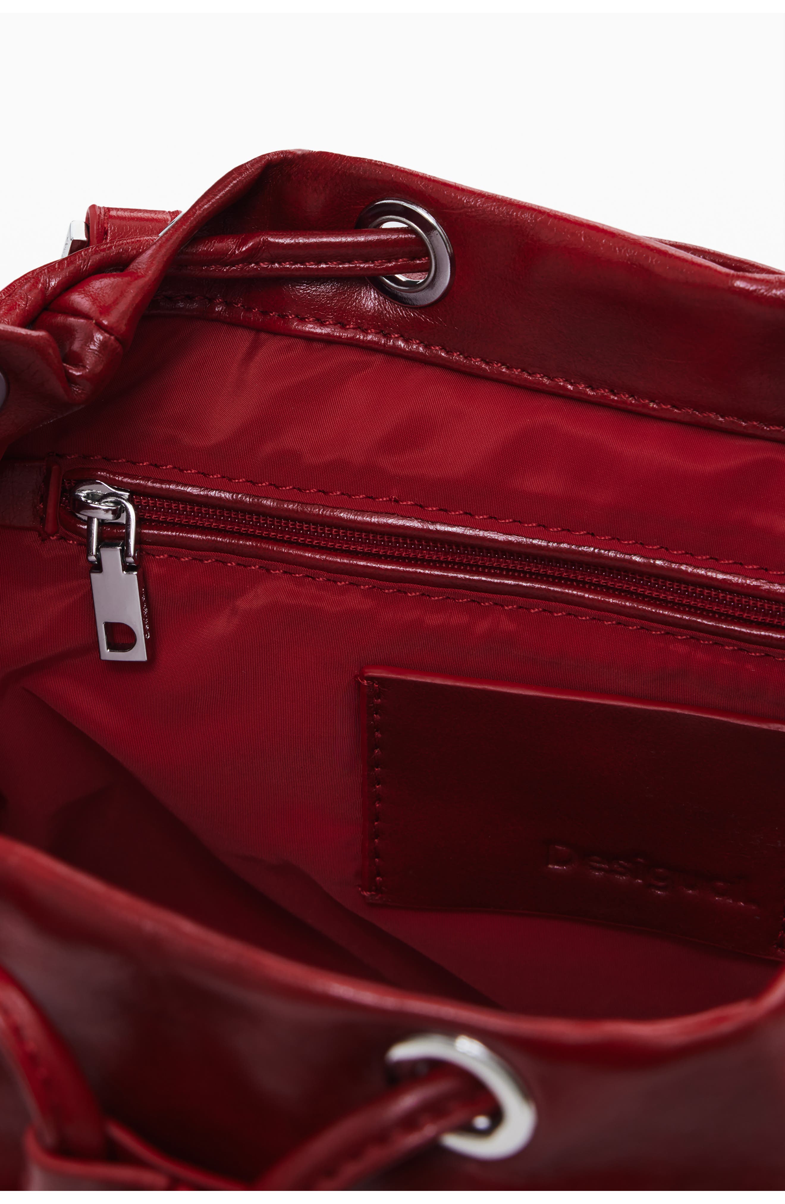 Desigual Bow Accent Faux Leather Backpack, Alternate, color, Red