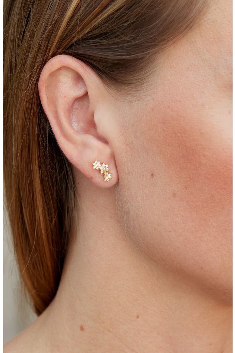 CZ Star Climber Earrings, Alternate, color, GOLD